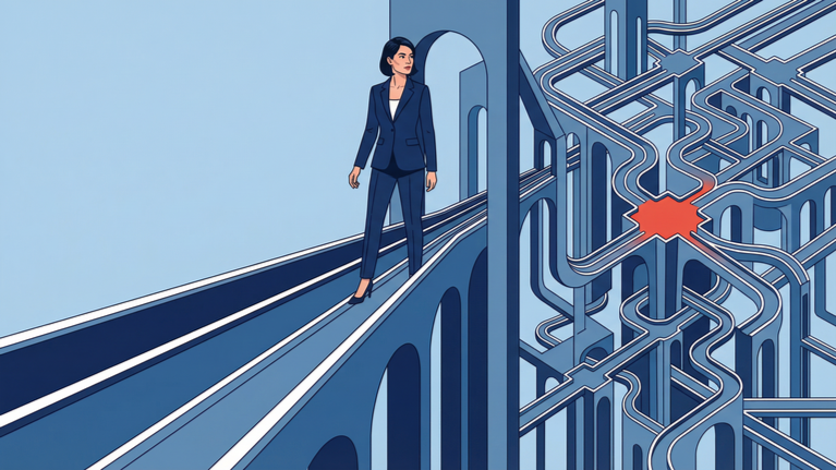 Illustration of organizational pathways where a red fast lane enables rapid decision movement while slower lanes delay organizational action.