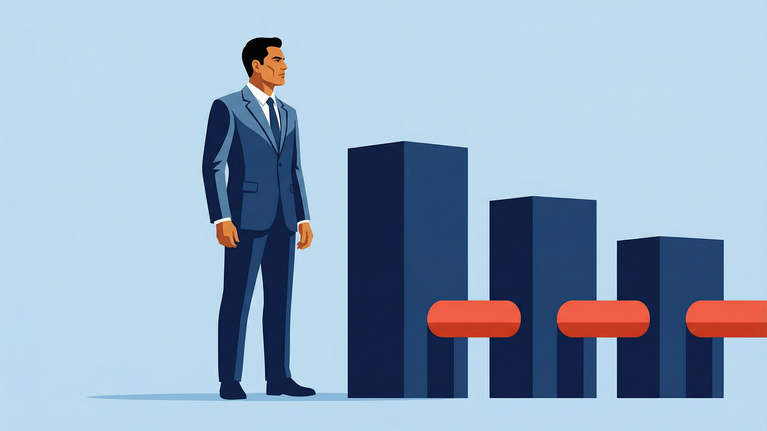 Illustration of an executive observing connected operational stages, showing how receivables, inventory, and payables link together to determine capital requirements