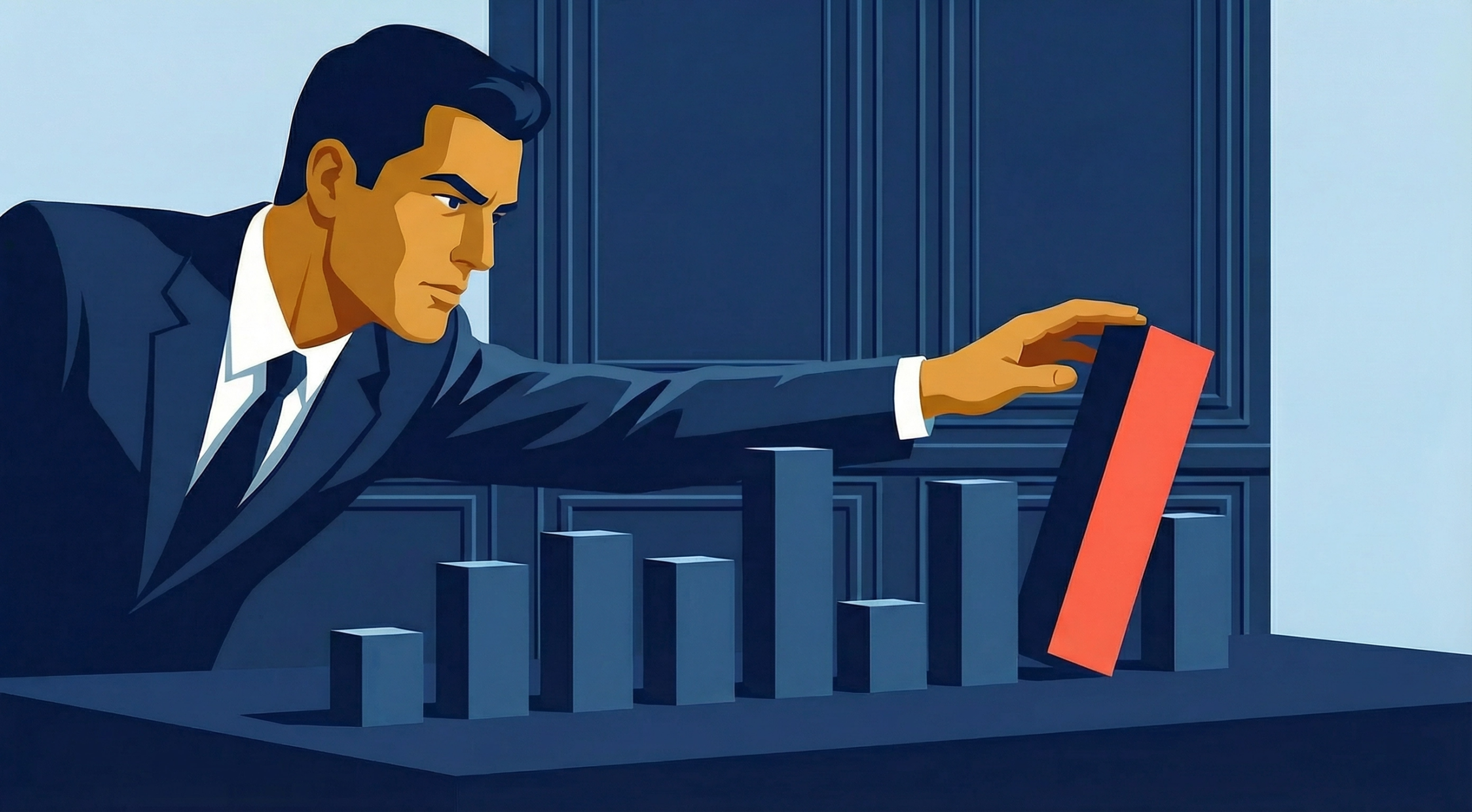 Illustration of a business leader reacting to unstable input costs disrupting margin performance