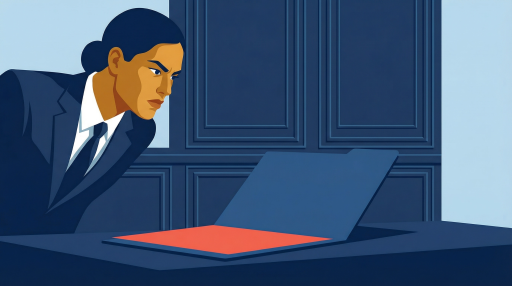 Illustration of a business leader examining declining margins as a signal of underlying structural issues