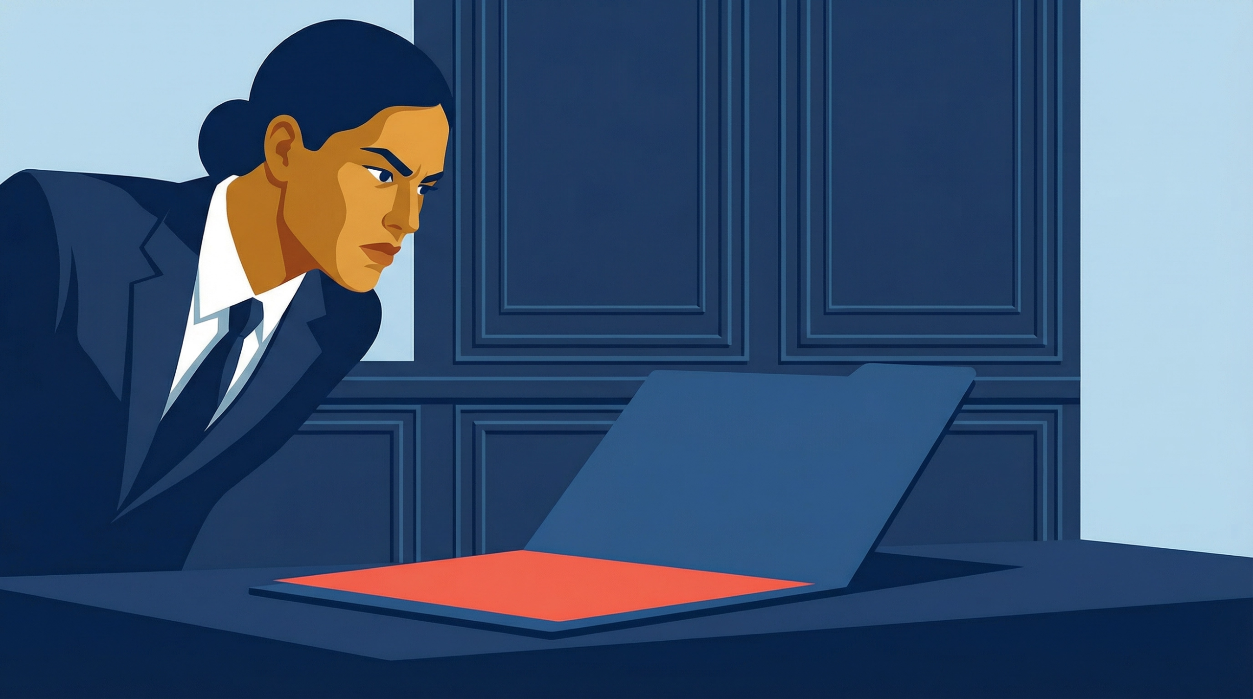 Illustration of a business leader examining declining margins as a signal of underlying structural issues