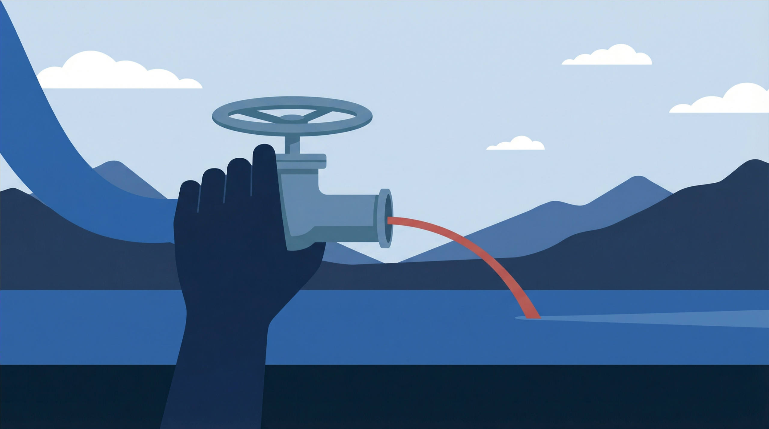 Figure targeting a marked point across the water, illustrating the conversion of financial activity into realized cash flow.