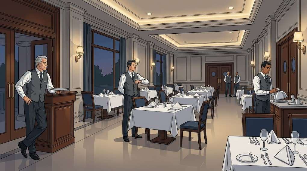 restaurant staff scheduled across separated service periods with idle gaps