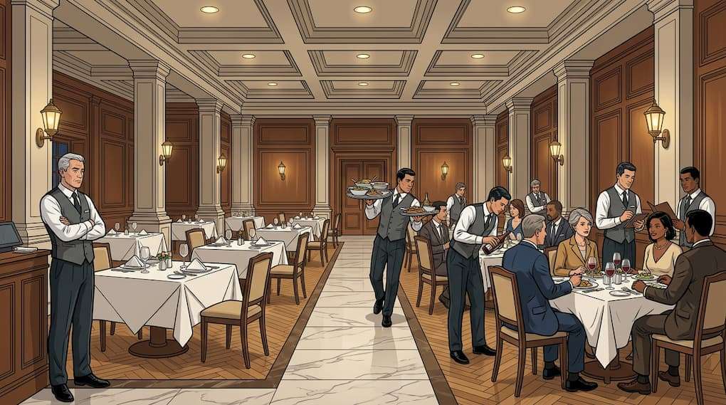 multiple server stations staffed despite partial table occupancy