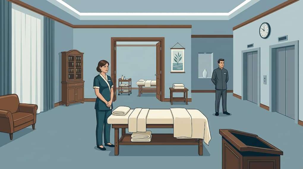 spa therapist present with empty treatment rooms and low guest usage