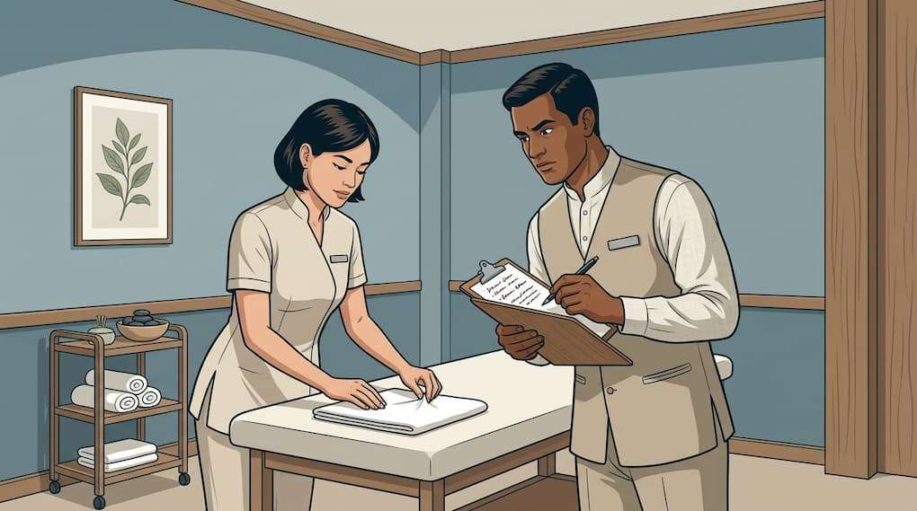 multiple supervisory staff overseeing limited spa operations