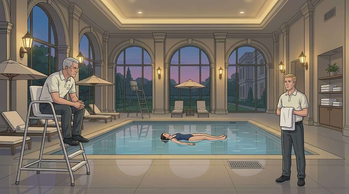 closed or inactive pool area with staff still present