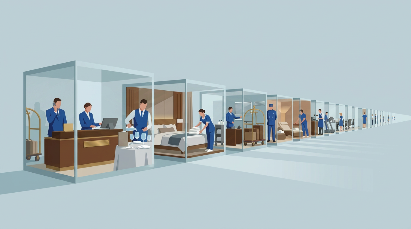 Hotel operations and staffing structures illustrating how rising labor costs are reshaping hotel profitability and operating performance in 2026