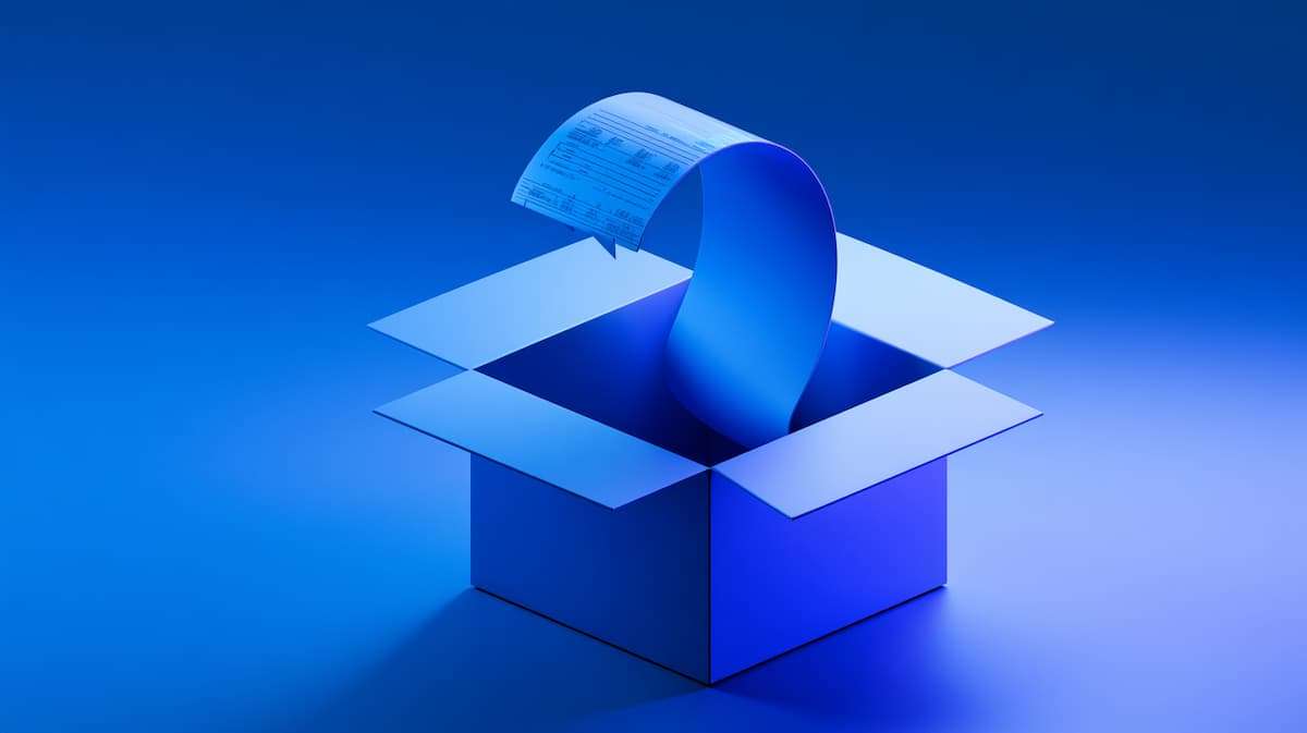 Package and receipt representing ecommerce product returns, return rates, and reverse logistics costs