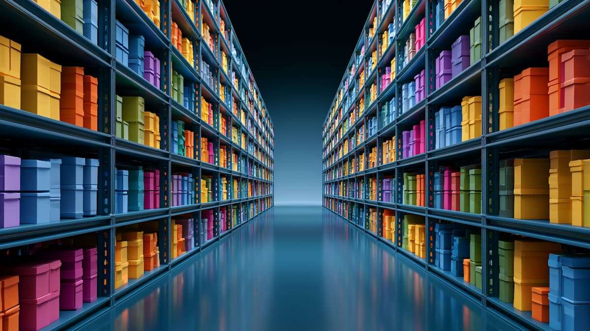 Warehouse inventory representing ecommerce inventory holding, working capital management, and cash flow constraints