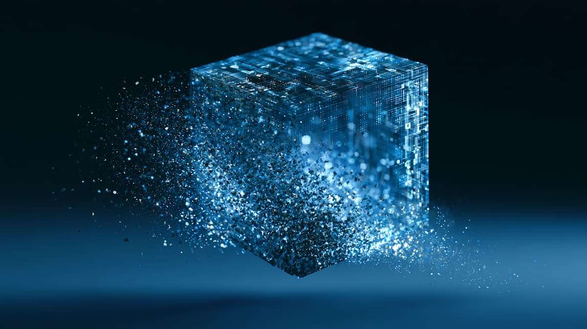 Enterprise knowledge structure dissolving outward during AI adoption, representing institutional knowledge loss and hidden financial cost